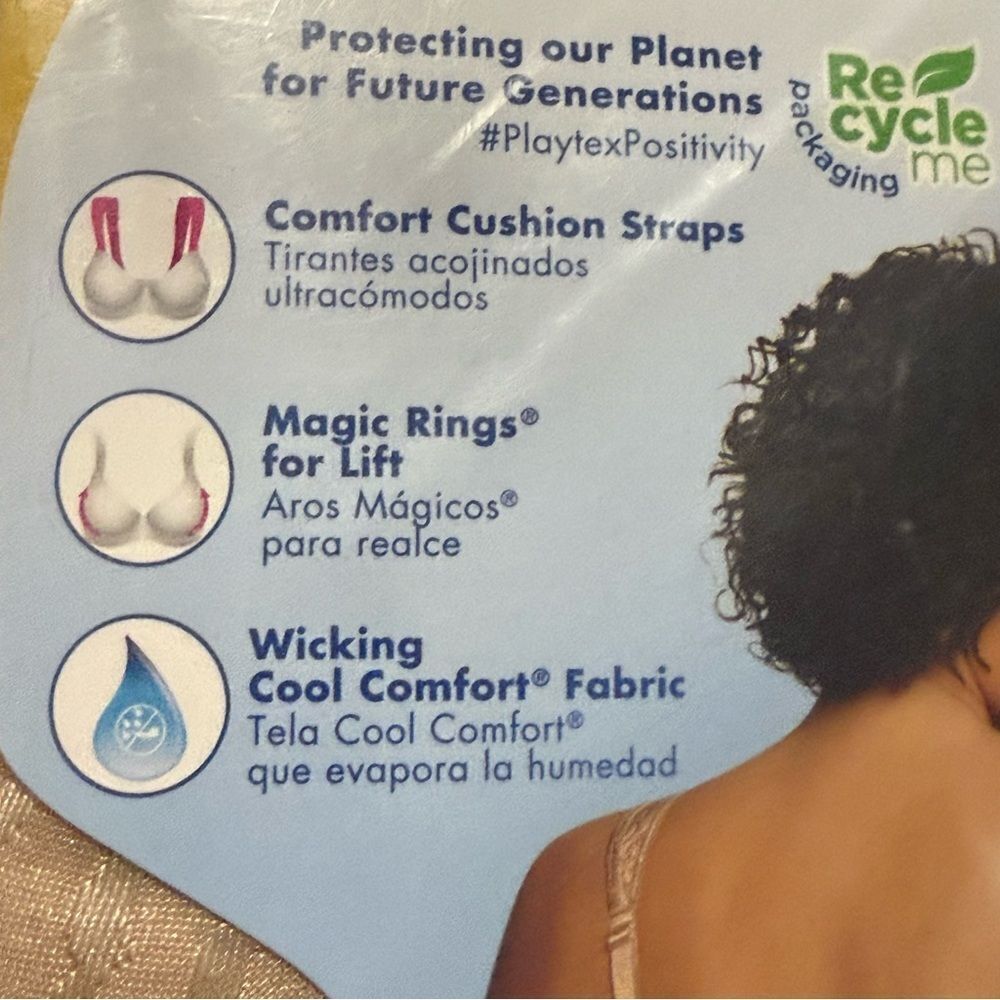 Playtex 18 Hour Ultimate Lift & Support 4745 Wirefree 44DD Nude Bra NWT - Picture 6 of 7